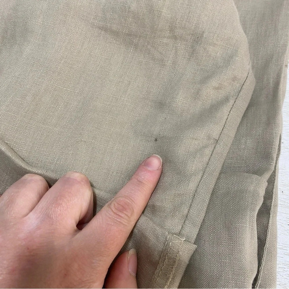 Ecologie Woman Button Down Shirt 2X Tan 100% Linen Embroidered Long Sleeve Top - Picture 8 of 10